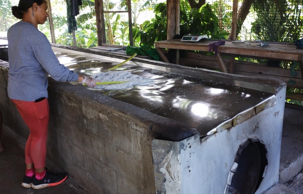heating coconuts on a metal plate